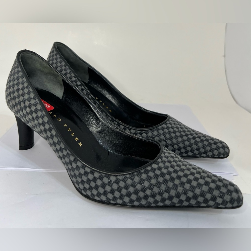Richard Tyler Pointed Toe Heels Checkered Print Made in Italy 37
